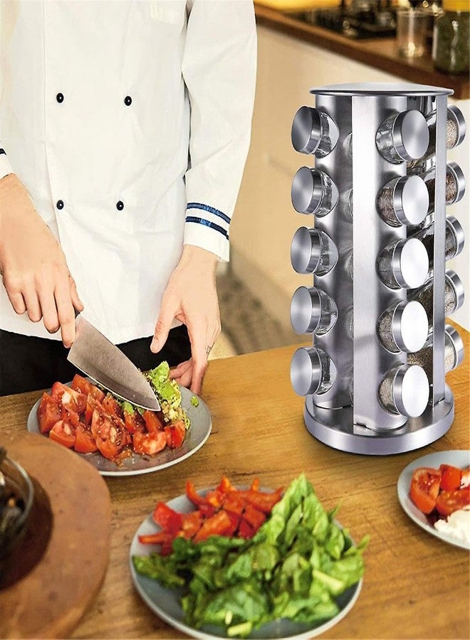 Olpad Revolving 20 Jar Spice Rack Freestanding Tower Rack Kitchen Utensils, Seasonings Storage Organization space saving and Resuable Shelf Countertop, Tiered Shelf - Image 3
